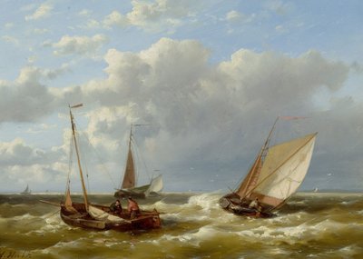 Vista de la playa con pescadores de Abraham Hulk